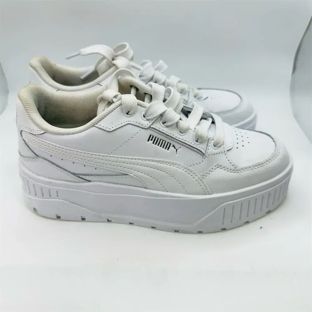 PUMA Karmen II Idol Girls Sneakers White Lace-Up Platform Size 4.5 Youth